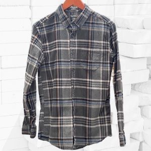 Vintage Eddie Bauer Shirt Mens M grey Plaid Flannel thick Lumberjack Outdoor